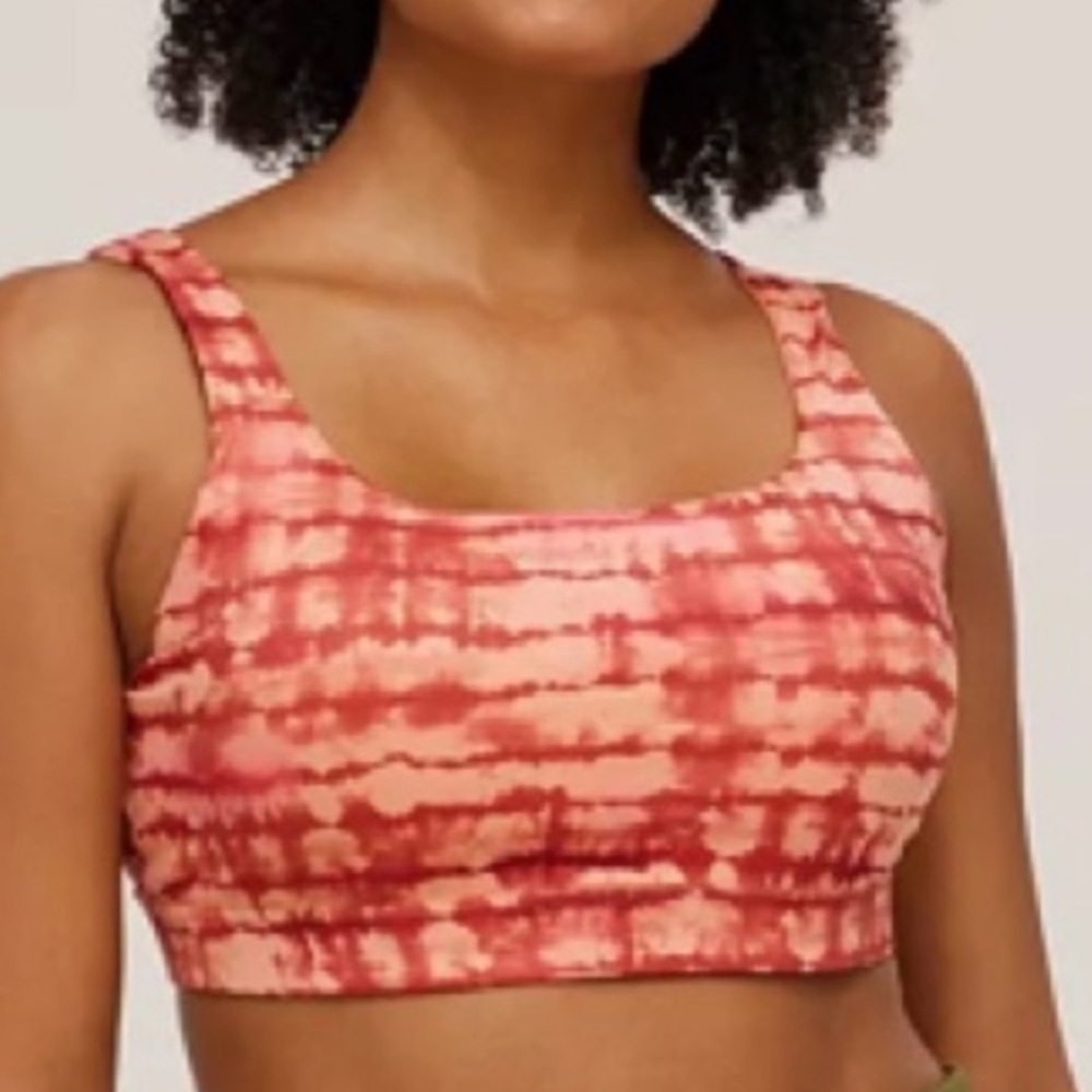 Athleta Exhale Printed Sports Bra Tahiti Island Coral Strappy 1X New Condition
